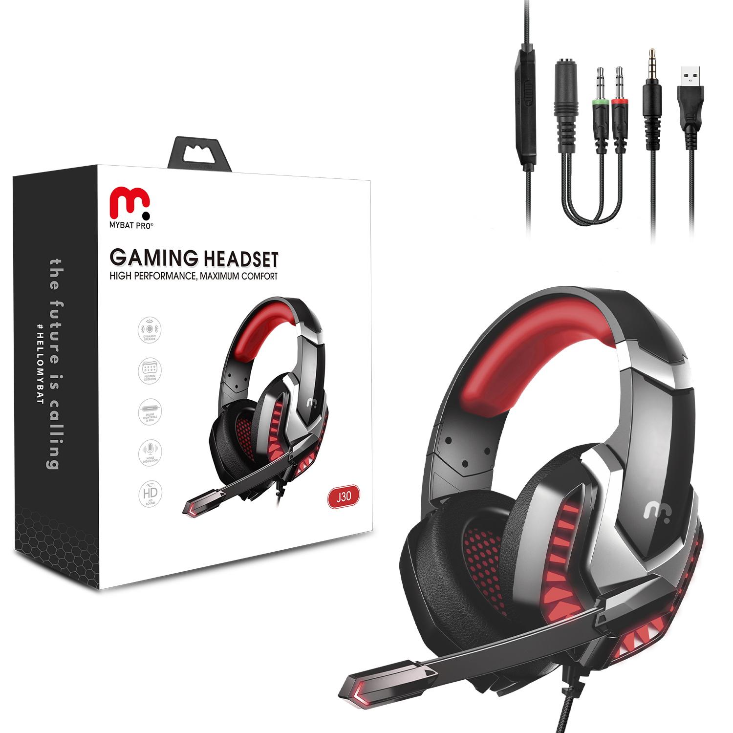 MyBat Pro Gaming Headset with LED Light - Red for Motorola Moto ...